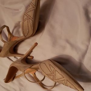 Carlos Santana suede bling heels